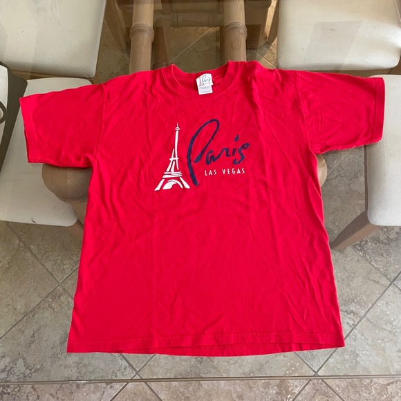 Paris Las Vegas Other - Paris Las Vegas T-Shirt Red Cotton Eiffel Tower Graphic Tee Mens Large